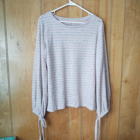 Ana a new approach women's long sleeve striped pink pale sweater size L - Picture 4 of 9